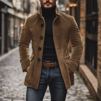 Męska Sztruksowa Kurtka ze Stójką w Slim Ficie | Stylowa Kurtka Jesienna