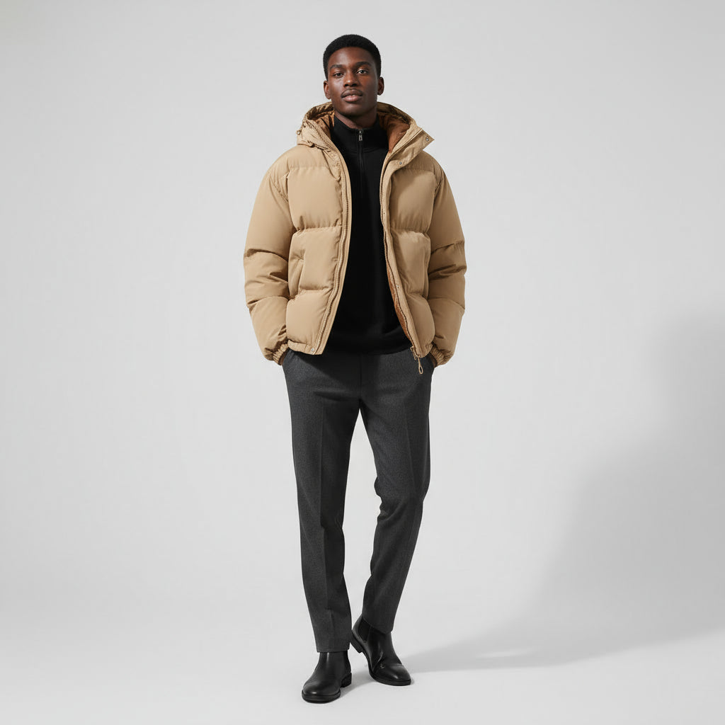 Męska Kurtka Zimowa Pikowana o Długim Kroju | Kurtki Zimowe Męskie