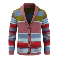 Sweter Męski z Kołnierzem w Stylu Colorblock | Elegancki Kardigan na Chłodne Dni