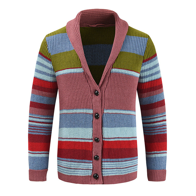 Sweter Męski z Kołnierzem w Stylu Colorblock | Elegancki Kardigan na Chłodne Dni