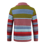 Sweter Męski z Kołnierzem w Stylu Colorblock | Elegancki Kardigan na Chłodne Dni