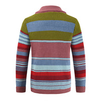 Sweter Męski z Kołnierzem w Stylu Colorblock | Elegancki Kardigan na Chłodne Dni