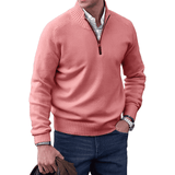 Sweter Męski z Półzamkiem i Wysokim Kołnierzem | Elegancki Sweter i Golf Męski