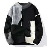 Sweter Męski z Patchworkowym Wzorem | Luźny Krój | Styl na Chłodne Dni