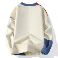 Sweter Męski z Patchworkowym Wzorem | Luźny Krój | Styl na Chłodne Dni