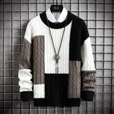 Sweter Męski z Patchworkowym Wzorem | Luźny Krój | Stylowy na Co Dzień