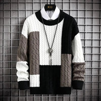 Sweter Męski z Patchworkowym Wzorem | Luźny Krój | Stylowy na Co Dzień