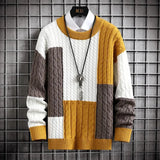 Sweter Męski z Patchworkowym Wzorem | Luźny Krój | Stylowy na Co Dzień