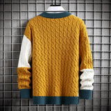 Sweter Męski z Patchworkowym Wzorem | Luźny Krój | Stylowy na Co Dzień