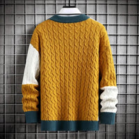 Sweter Męski z Patchworkowym Wzorem | Luźny Krój | Stylowy na Co Dzień