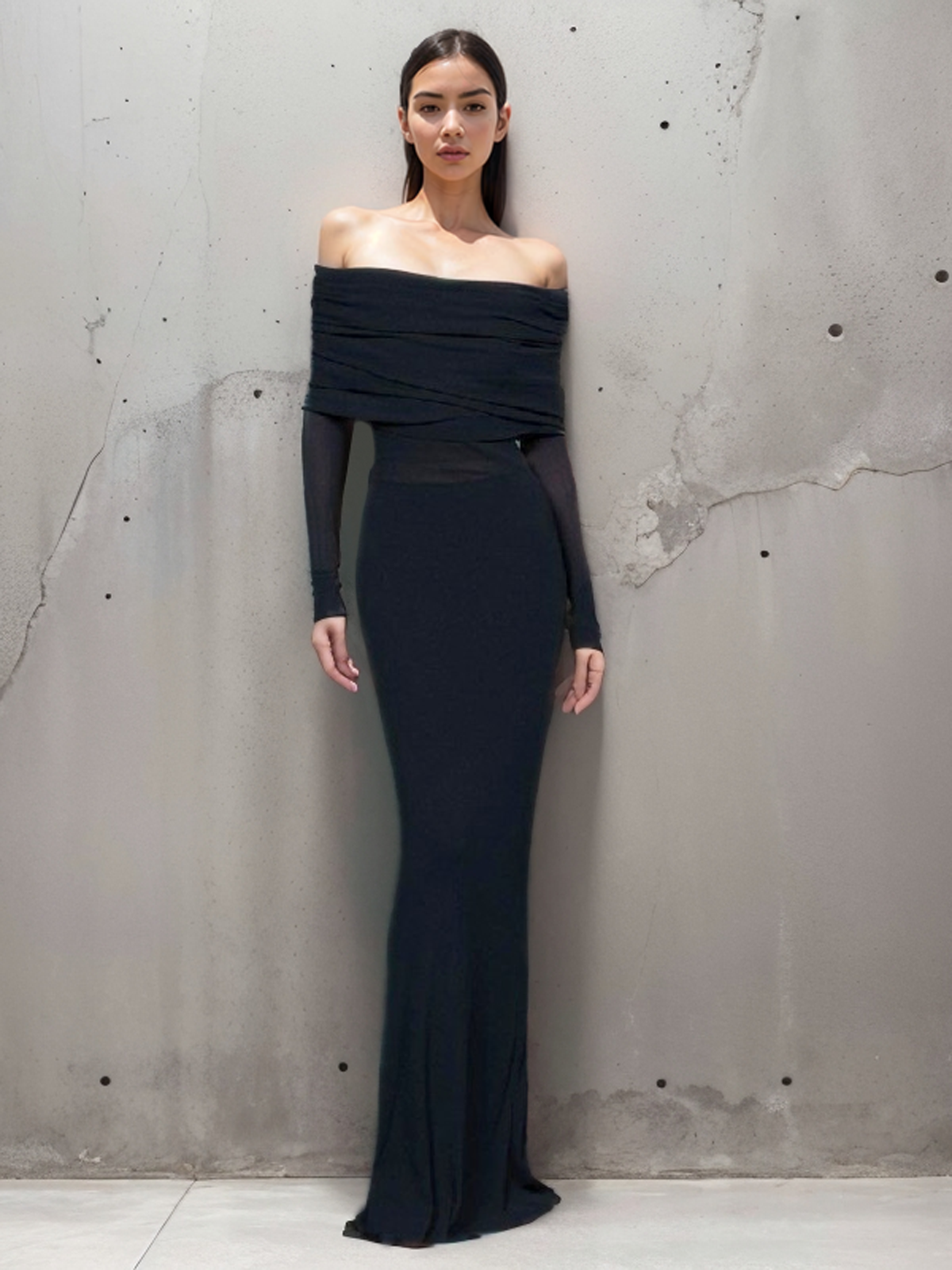 Damska Sukienka Maxi z Odkrytymi Ramionami | Elegancka Sukienka Wieczorowa