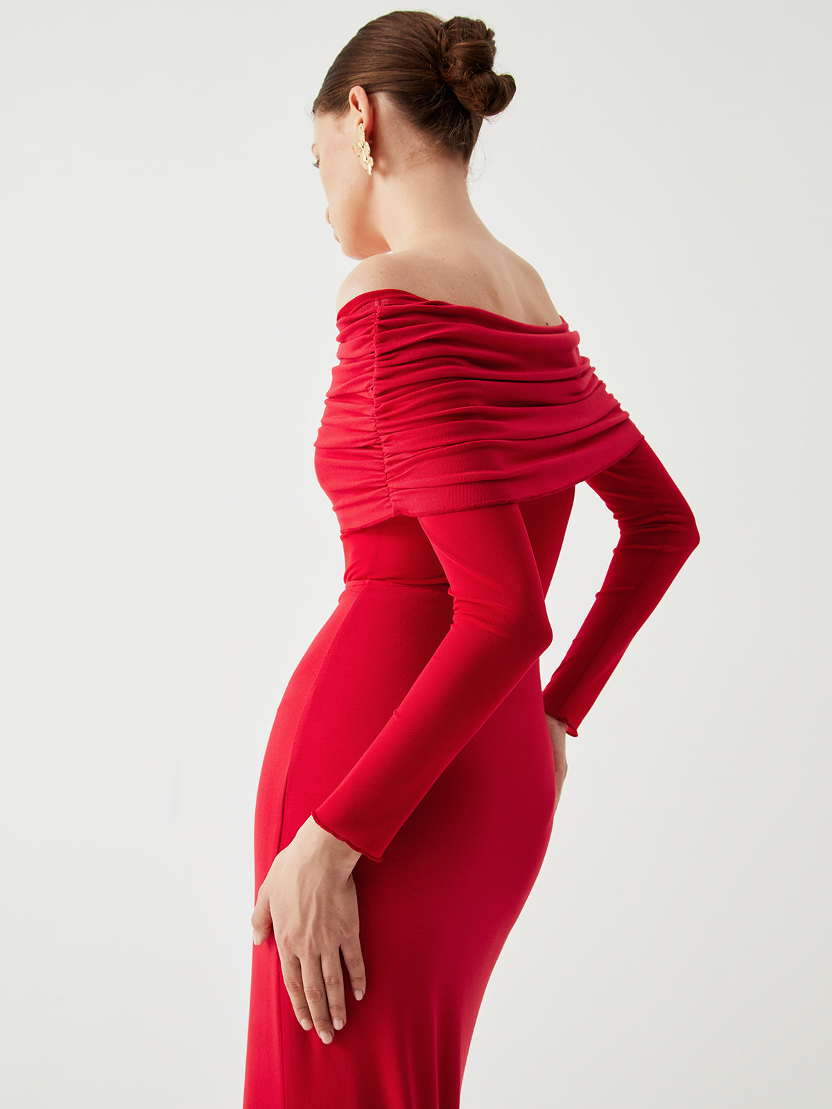 Damska Sukienka Maxi z Odkrytymi Ramionami | Elegancka Sukienka Wieczorowa