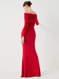 Damska Sukienka Maxi z Odkrytymi Ramionami | Elegancka Sukienka Wieczorowa