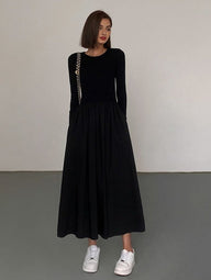 Długa Sukienka Damska z Długim Rękawem | Elegancka Sukienka Maxi