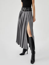 Plisowana Spódnica Maxi z Rozcięciem | Elegancka Spódnica Damska