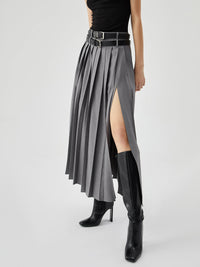 Plisowana Spódnica Maxi z Rozcięciem | Elegancka Spódnica Damska