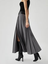 Plisowana Spódnica Maxi z Rozcięciem | Elegancka Spódnica Damska