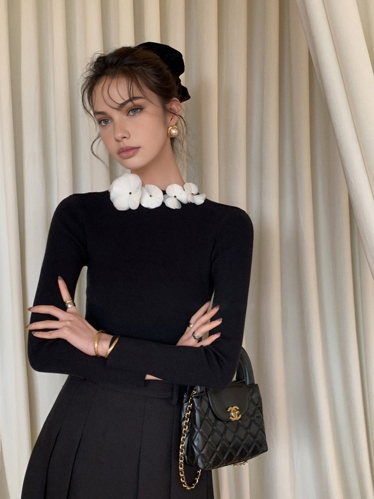Damska Bluzka Dzianinowa z Długim Rękawem | Elegancka Bluzka