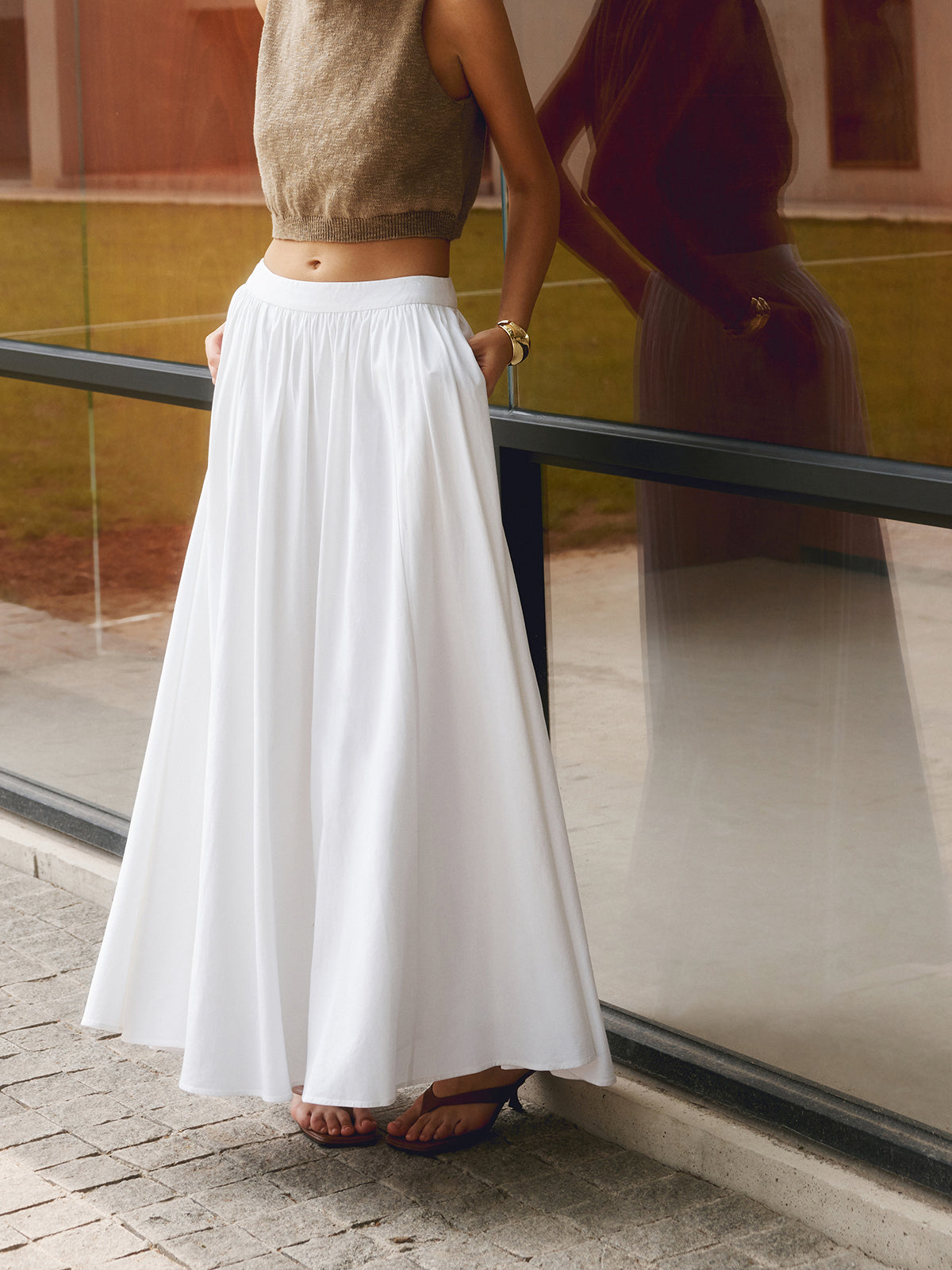 Długa Spódnica Damska Maxi z Wysokim Stanem | Elegancka Spódnica Plisowana
