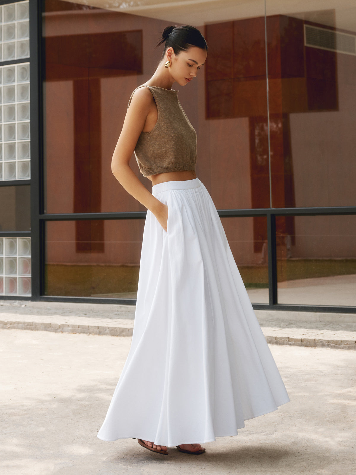 Długa Spódnica Damska Maxi z Wysokim Stanem | Elegancka Spódnica Plisowana