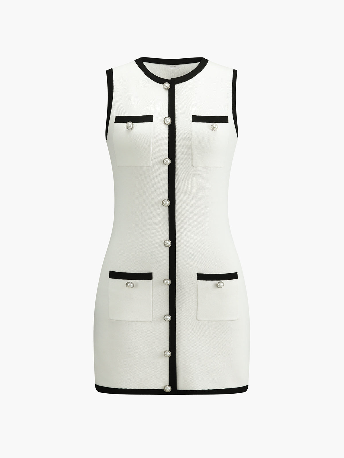 Sukienka Mini Bez Rękawów z Guzikami | Elegancka Sukienka Damska