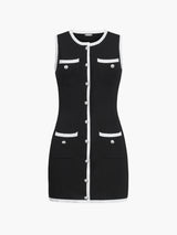 Sukienka Mini Bez Rękawów z Guzikami | Elegancka Sukienka Damska