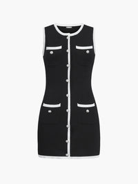 Sukienka Mini Bez Rękawów z Guzikami | Elegancka Sukienka Damska