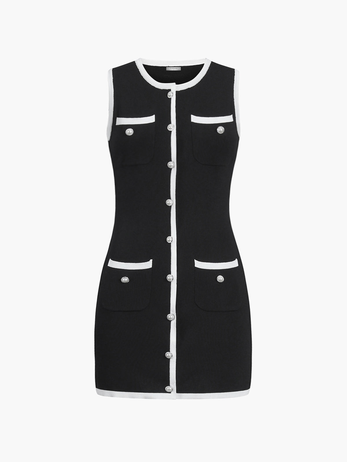Sukienka Mini Bez Rękawów z Guzikami | Elegancka Sukienka Damska