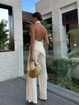 Damski Komplet z Topem Halter i Szerokimi Spodniami | Elegancki Zestaw Damski