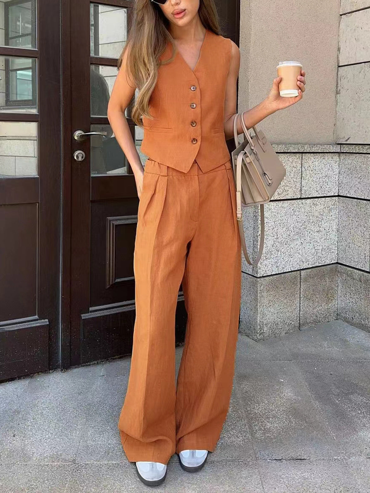 Dwuczęściowy Zestaw Damski Kamizelka i Spodnie | Elegancki Zestaw Damski