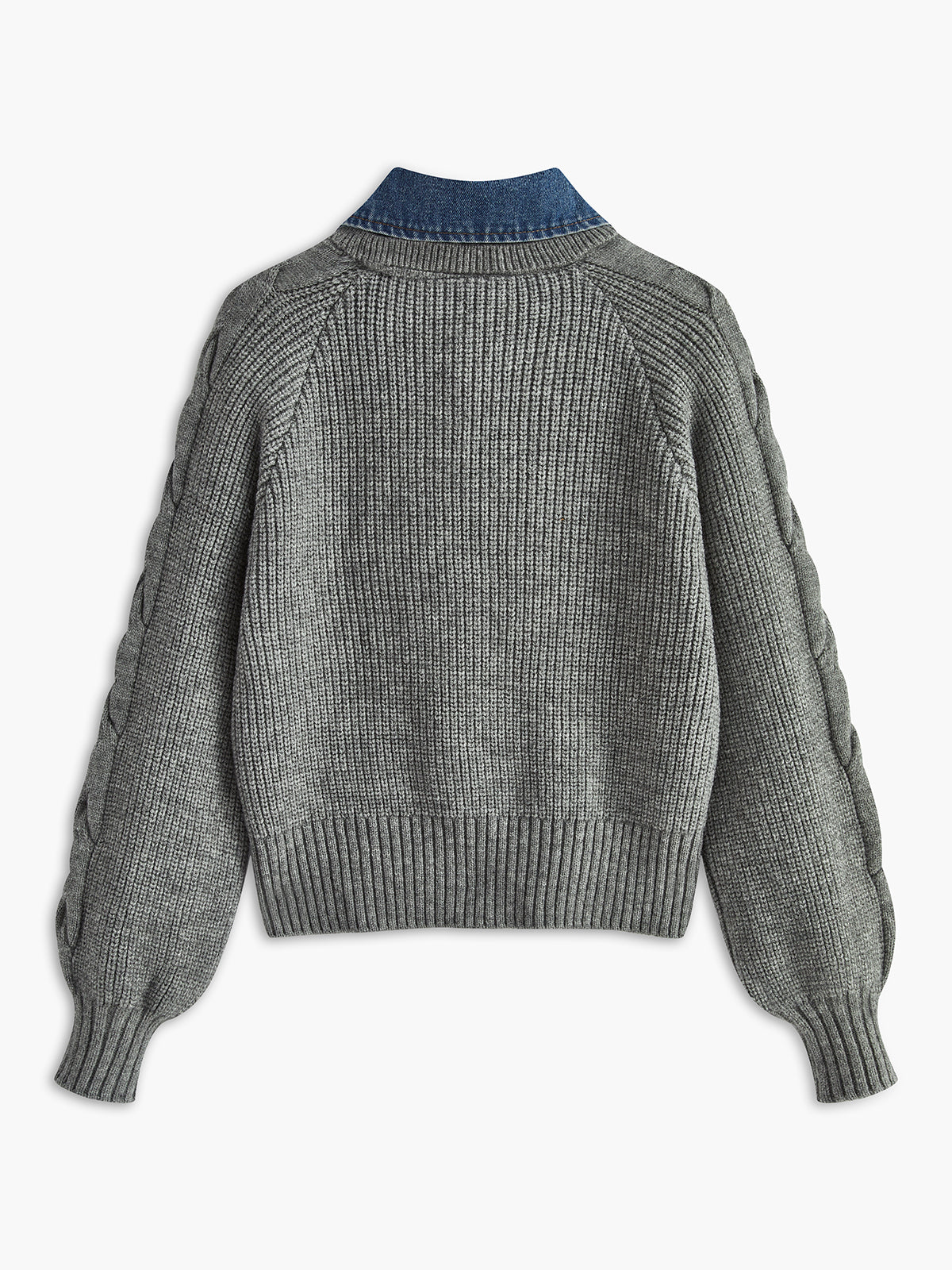Damski Sweter z Kołnierzem i Wzorem Warkoczowym | Elegancki Sweter Damski