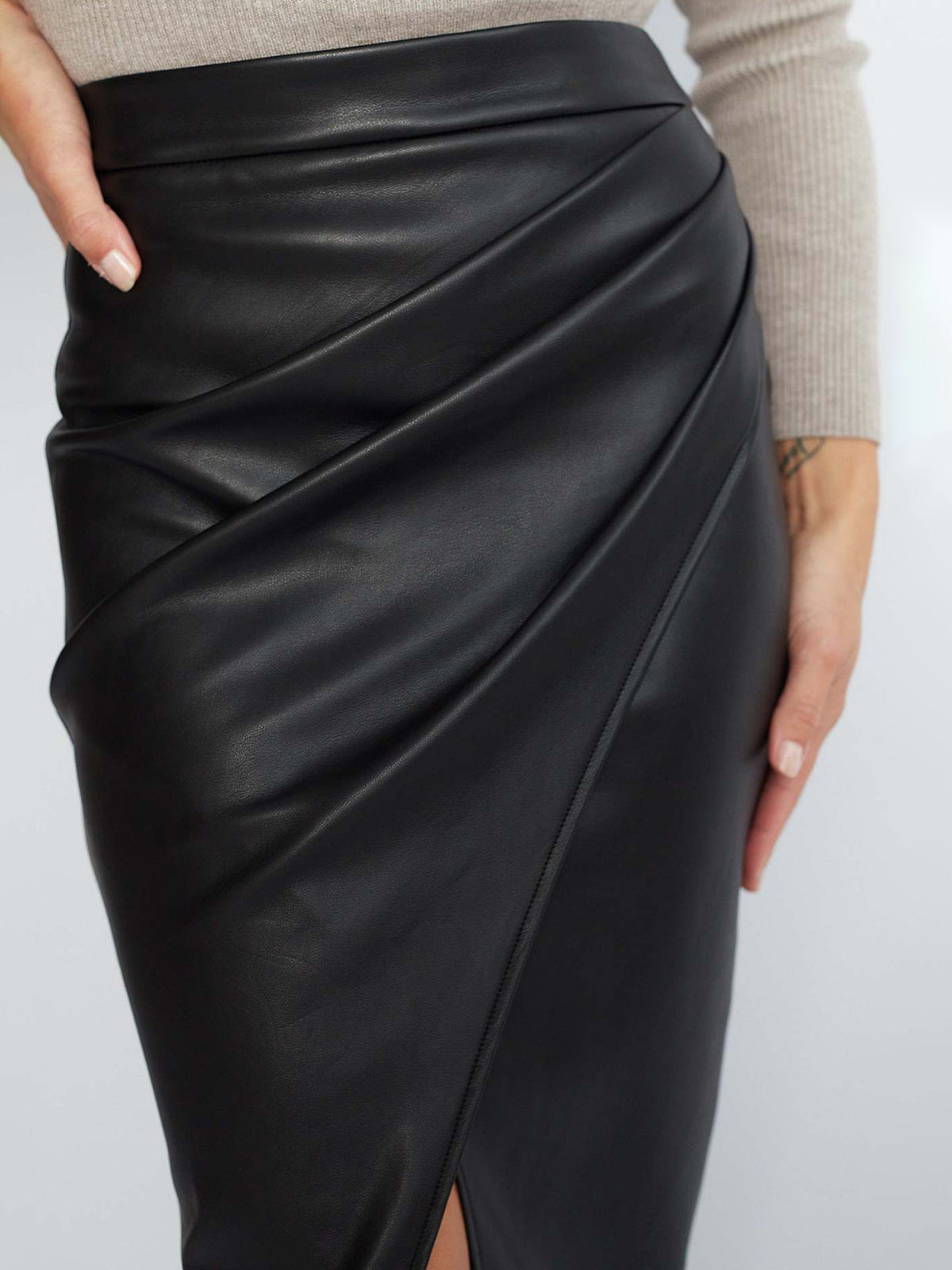 Damska Spódnica Midi z Rozcięciem i Wysokim Stanem | Elegancka Spódnica