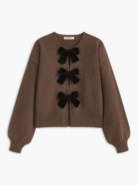 Sweter Damski z Kokardą i Rękawami Lantern | Stylowy Sweter Damski