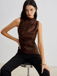 Bluzka Damska Bez Rękawów o Gładkim Kroju | Elegancki Top Damski