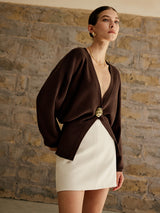 Damski Kardigan z Dekoracyjnym Guzikiem | Elegancki Sweter Damski