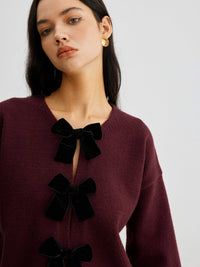 Sweter Damski z Kokardą i Rękawami Lantern | Stylowy Sweter Damski