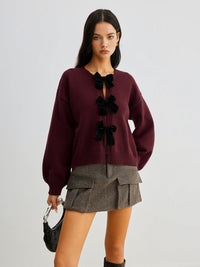 Sweter Damski z Kokardą i Rękawami Lantern | Stylowy Sweter Damski
