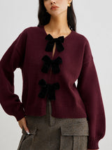 Sweter Damski z Kokardą i Rękawami Lantern | Stylowy Sweter Damski