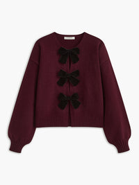 Sweter Damski z Kokardą i Rękawami Lantern | Stylowy Sweter Damski