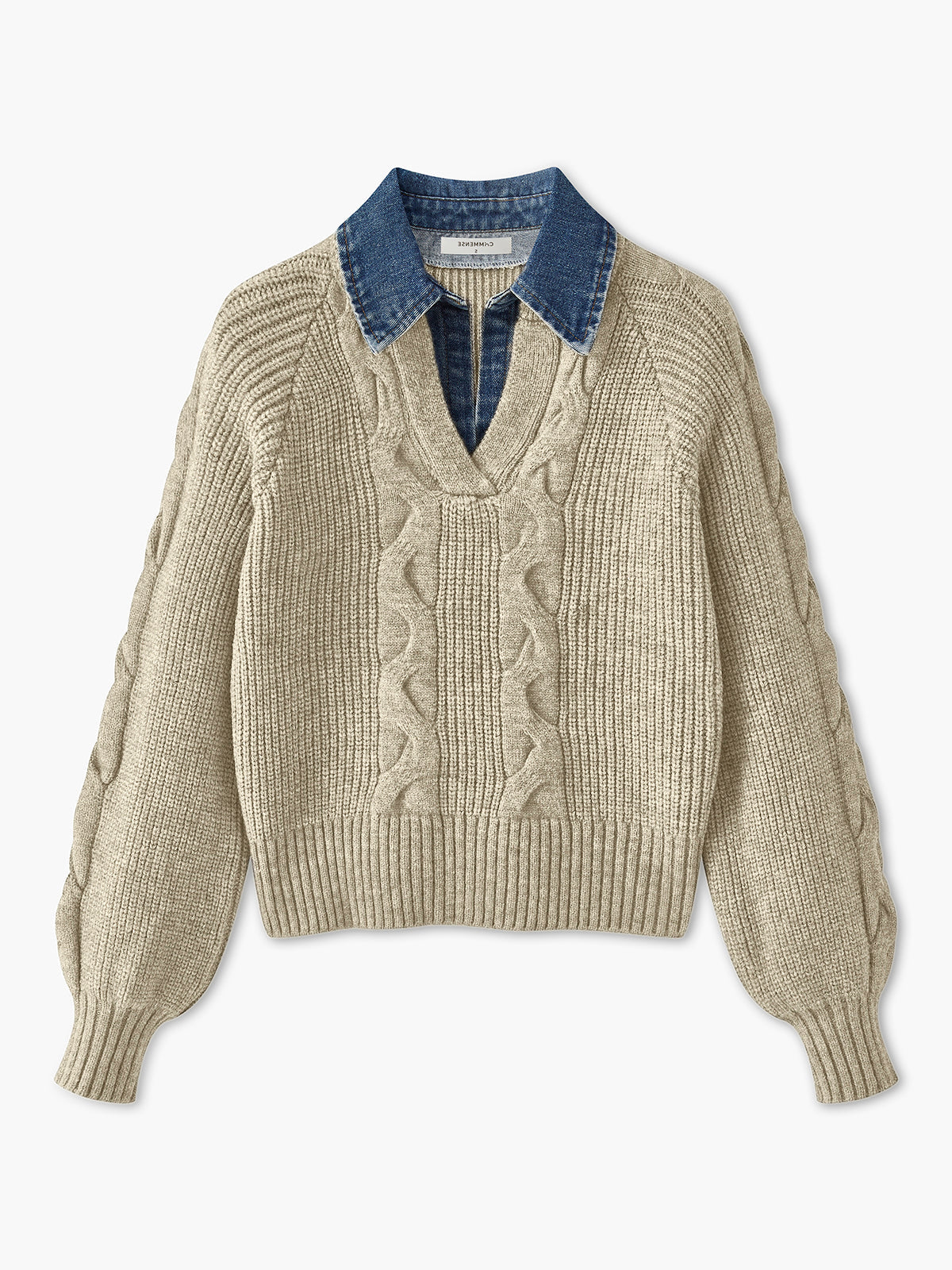 Damski Sweter z Kołnierzem i Wzorem Warkoczowym | Elegancki Sweter Damski