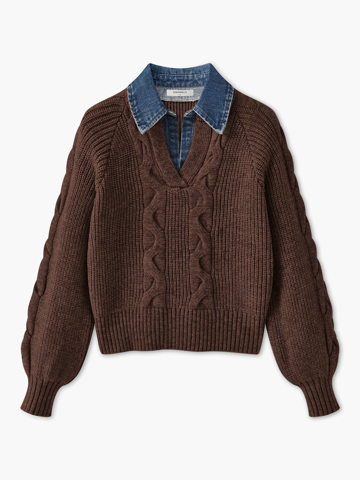 Damski Sweter z Kołnierzem i Wzorem Warkoczowym | Elegancki Sweter Damski