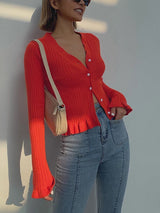 Damski Kardigan Prążkowany z Guzikami | Elegancki Sweter Damski