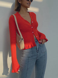 Damski Kardigan Prążkowany z Guzikami | Elegancki Sweter Damski