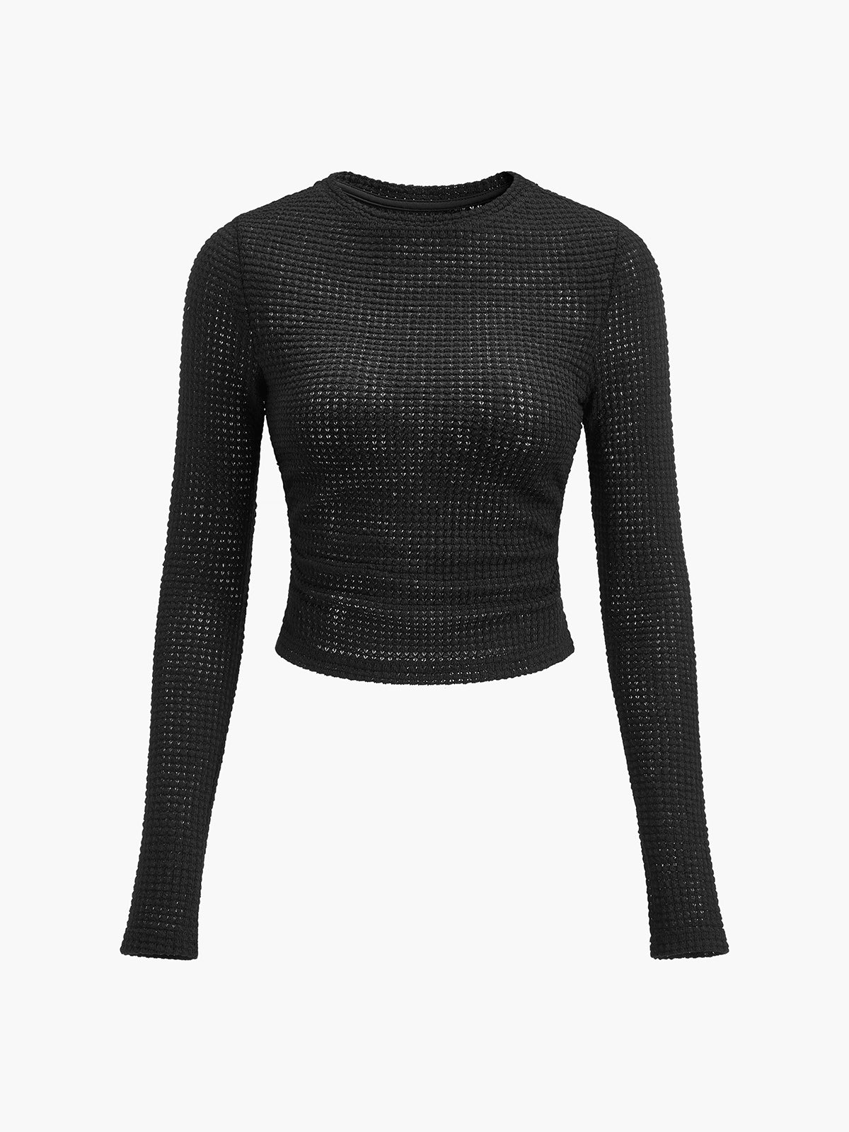 Sweter Damski o Strukturze Waflowej z Długim Rękawem | Klasyczny Sweter Damski