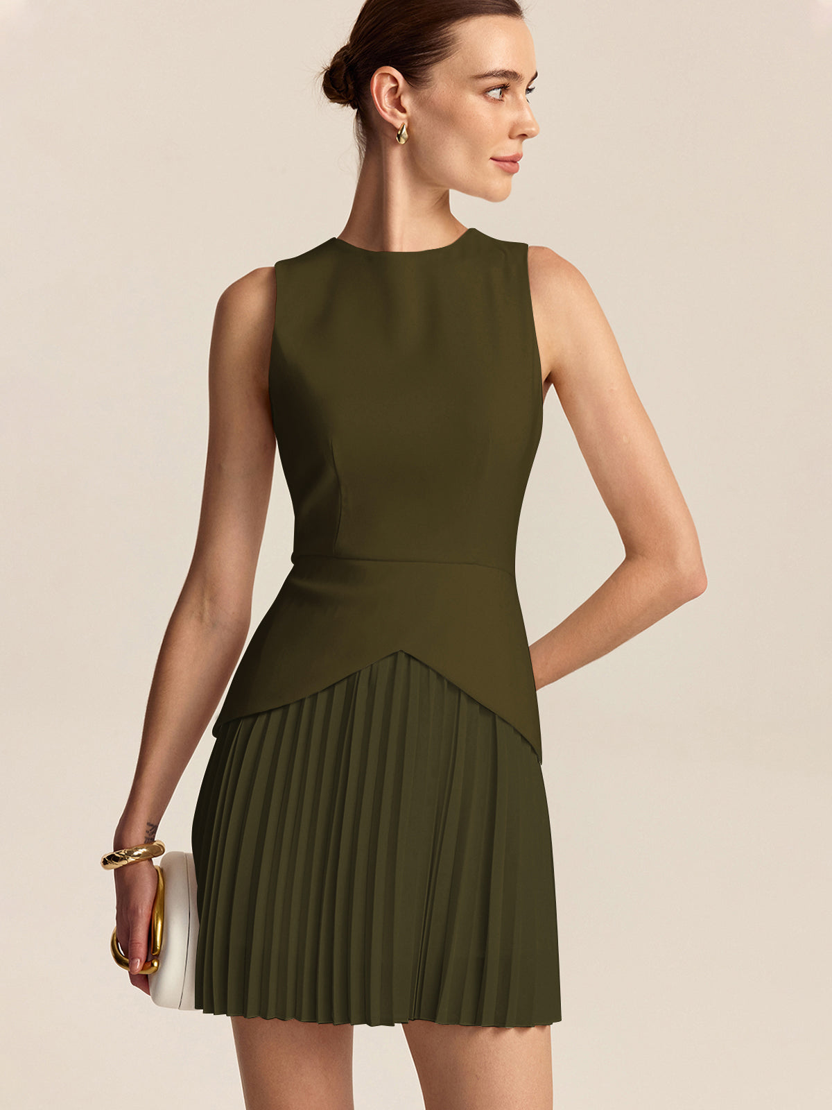 Damska Sukienka Mini z Plisowanym Dołem | Elegancka Sukienka Damska