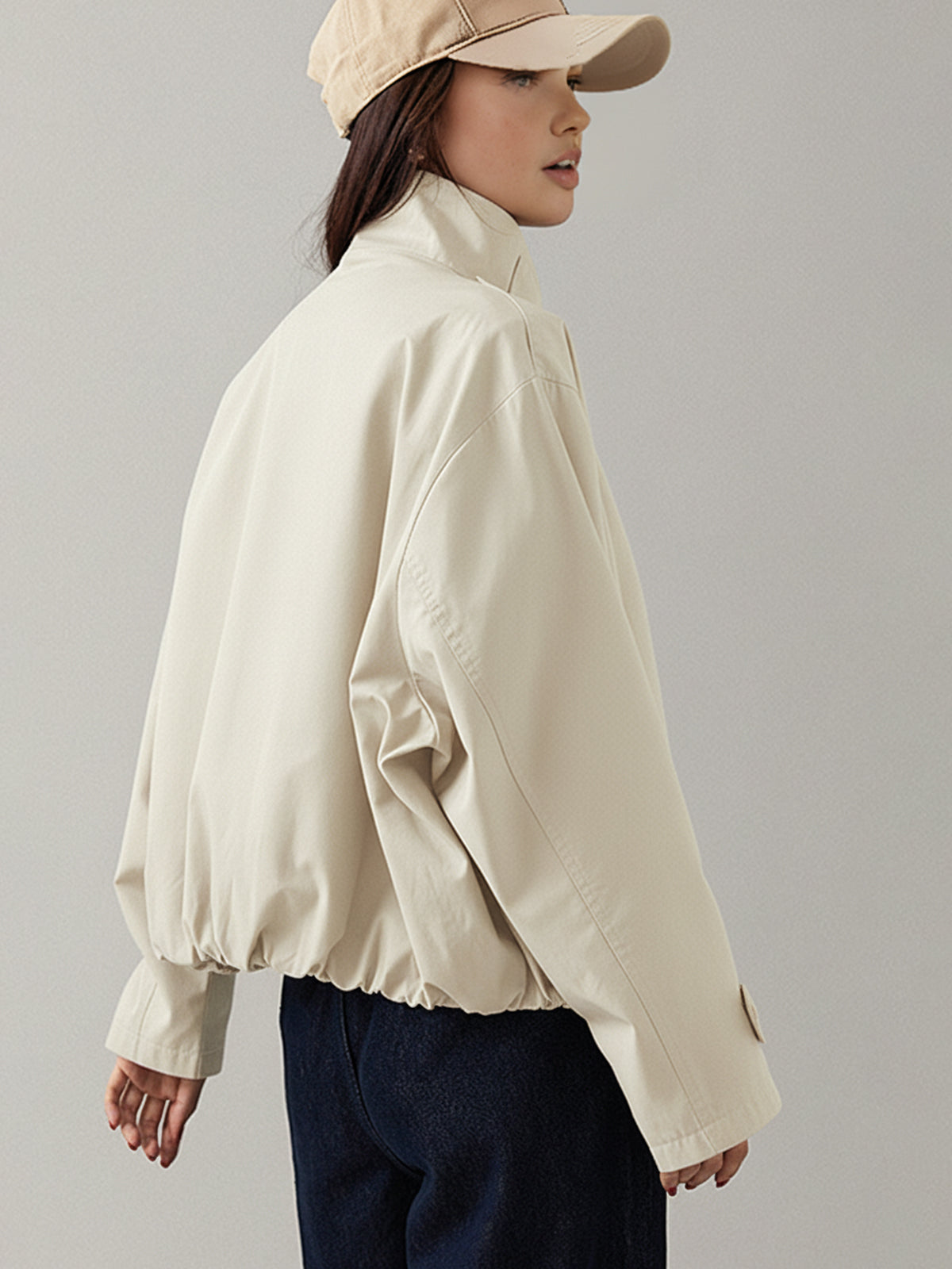 Damski Krótki Trencz w Stylu Vintage | Elegancki Trencz Damski