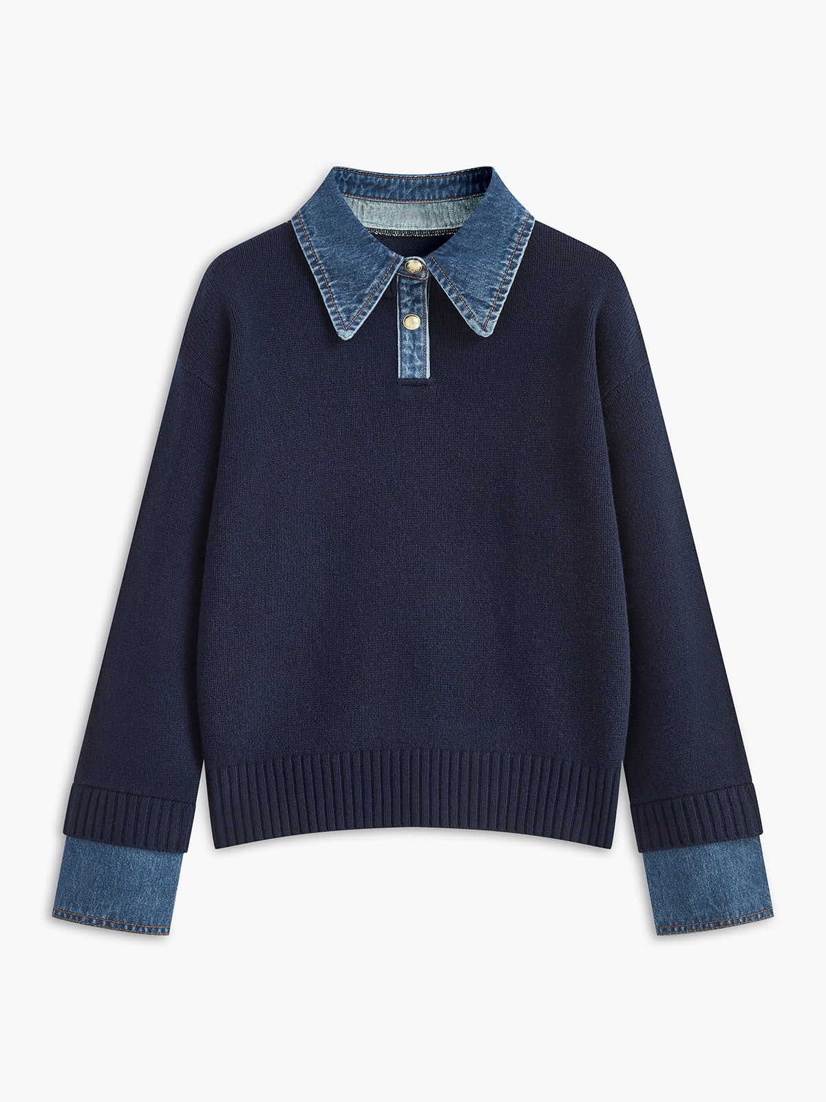 Damski Sweter z Kołnierzem i Guzikami | Stylowy Sweter Damski