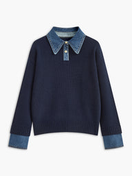 Damski Sweter z Kołnierzem i Guzikami | Stylowy Sweter Damski