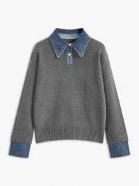 Damski Sweter z Kołnierzem i Guzikami | Stylowy Sweter Damski