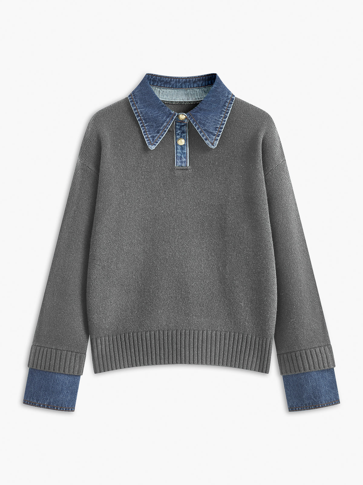 Damski Sweter z Kołnierzem i Guzikami | Stylowy Sweter Damski